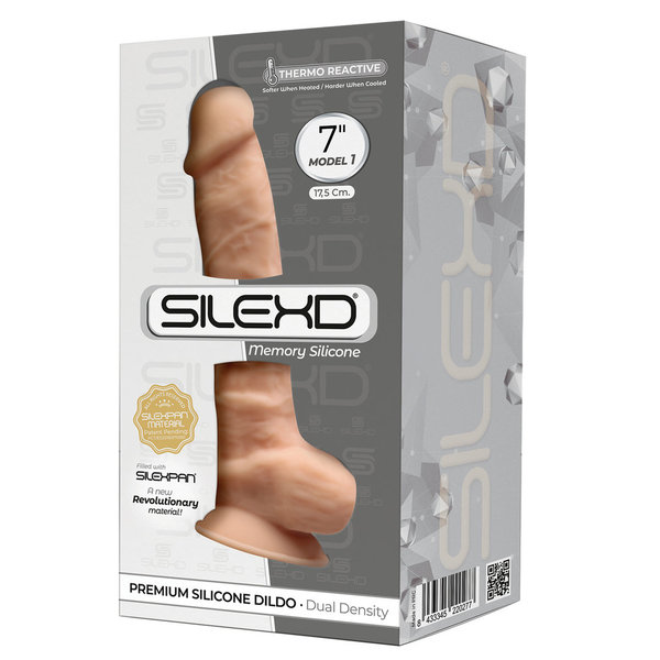 SILEXD Model 1 Dual Density Silikondildo mit Hoden • Flesh